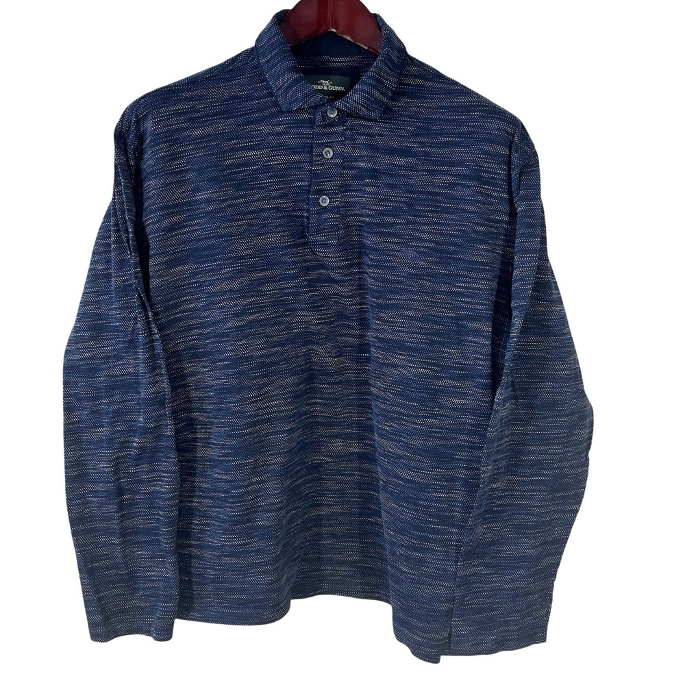 Rodd & Gunn Long Sleeve Knit Polo Shirt Mens 2XL Navy Space Dye Athletic Fit
